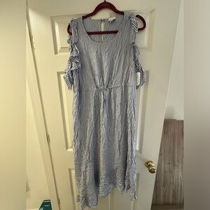 Isabel Maternity by Ingrid & Isabel Striped Asymmetrical Cold Shoulder Dress NWT